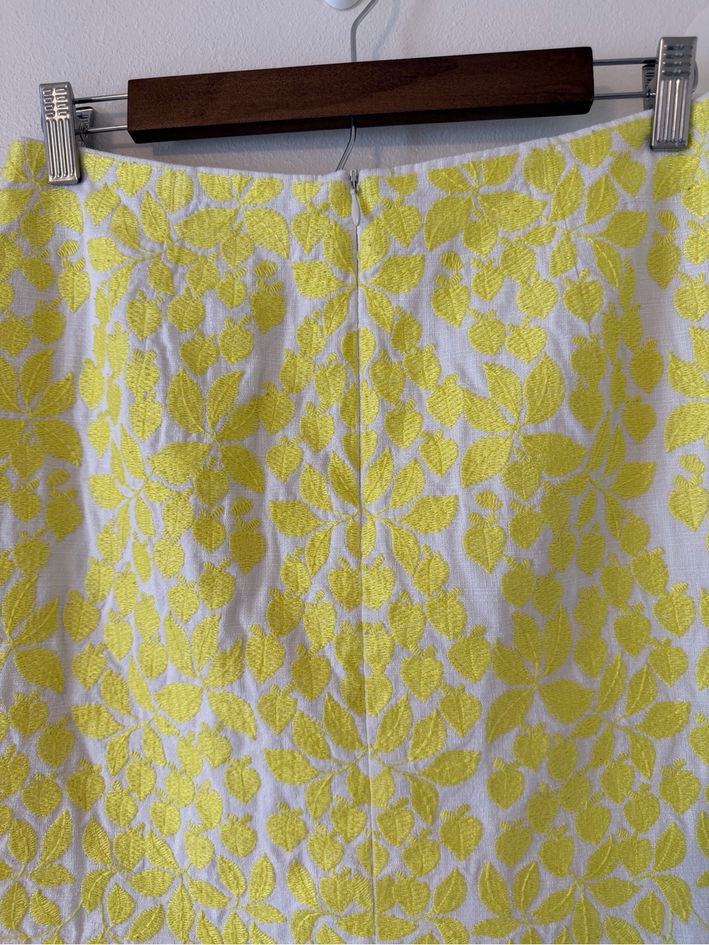 Boden Yellow and Cream Leaf Embroidered A-Line Mini Skirt - Picture 6 of 11